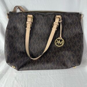 Michael Kors Black and Tan Shoulder Bag